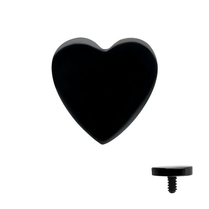 Black PVD Titanium Internally Threaded Heart Top