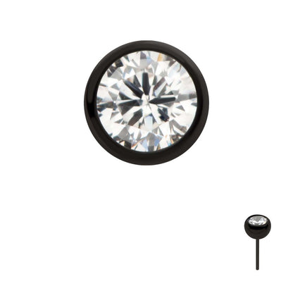 Black PVD Titanium Threadless Bezel Set CZ Front Facing Top