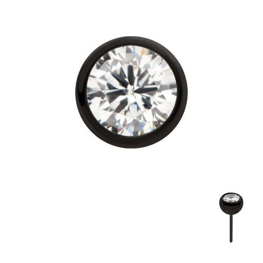 Black PVD Titanium Threadless Bezel Set CZ Front Facing Top