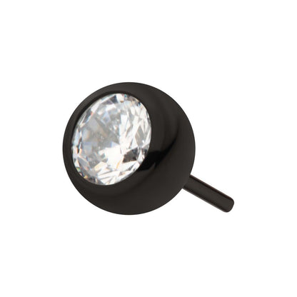 Black PVD Titanium Threadless Bezel Set CZ Front Facing Top