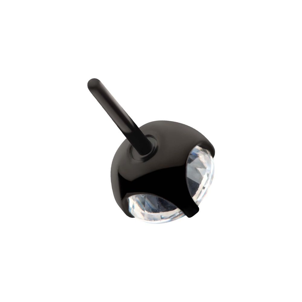 Black PVD Titanium Threadless 4-Prong CZ Front Facing Top