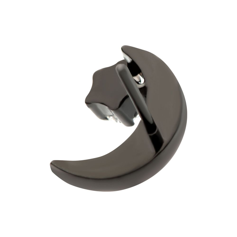 Black PVD Titanium Threadless Crescent Moon with CZ/Opal Top