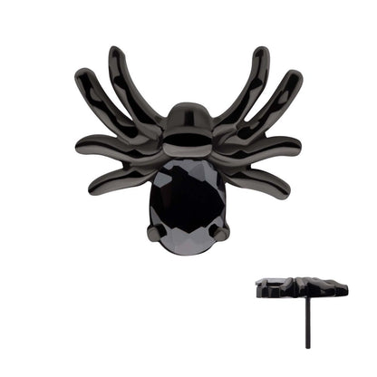 Black PVD Titanium Threadless Prong Set Oval Gem Spider Top