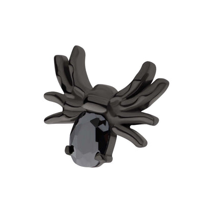 Black PVD Titanium Threadless Prong Set Oval Gem Spider Top