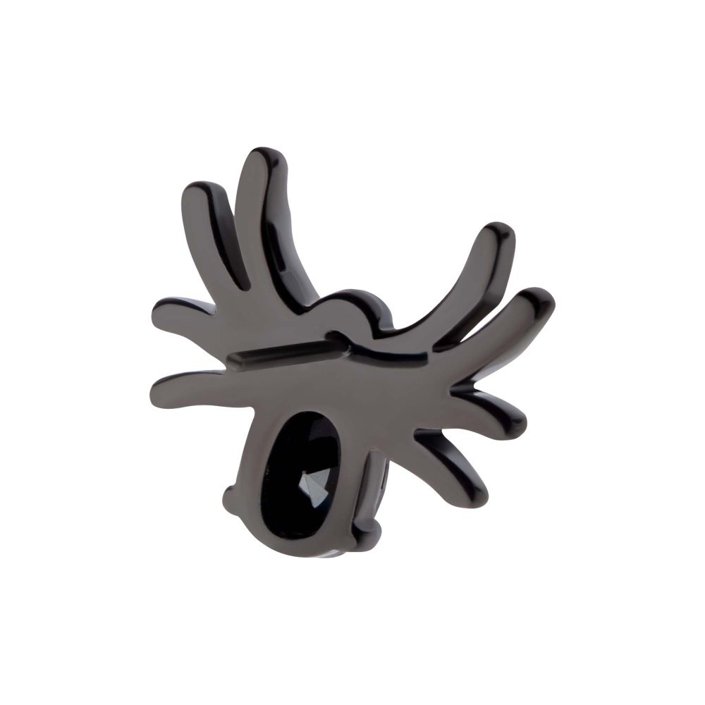 Black PVD Titanium Threadless Prong Set Oval Gem Spider Top