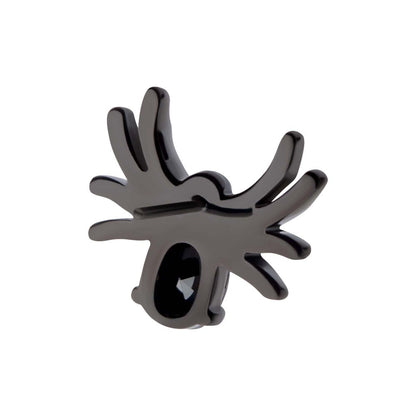 Black PVD Titanium Threadless Prong Set Oval Gem Spider Top