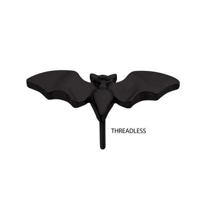 Black PVD Titanium Threadless Open Wings Bat Top