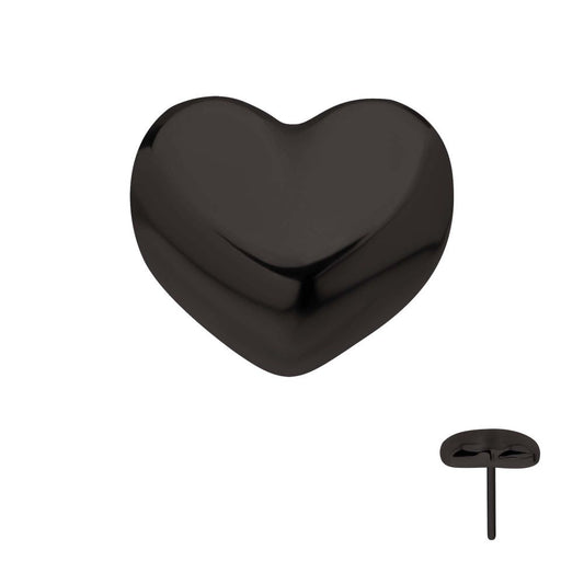 Black PVD Titanium Threadless Puffed Heart Top