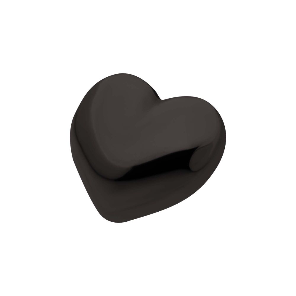 Black PVD Titanium Threadless Puffed Heart Top