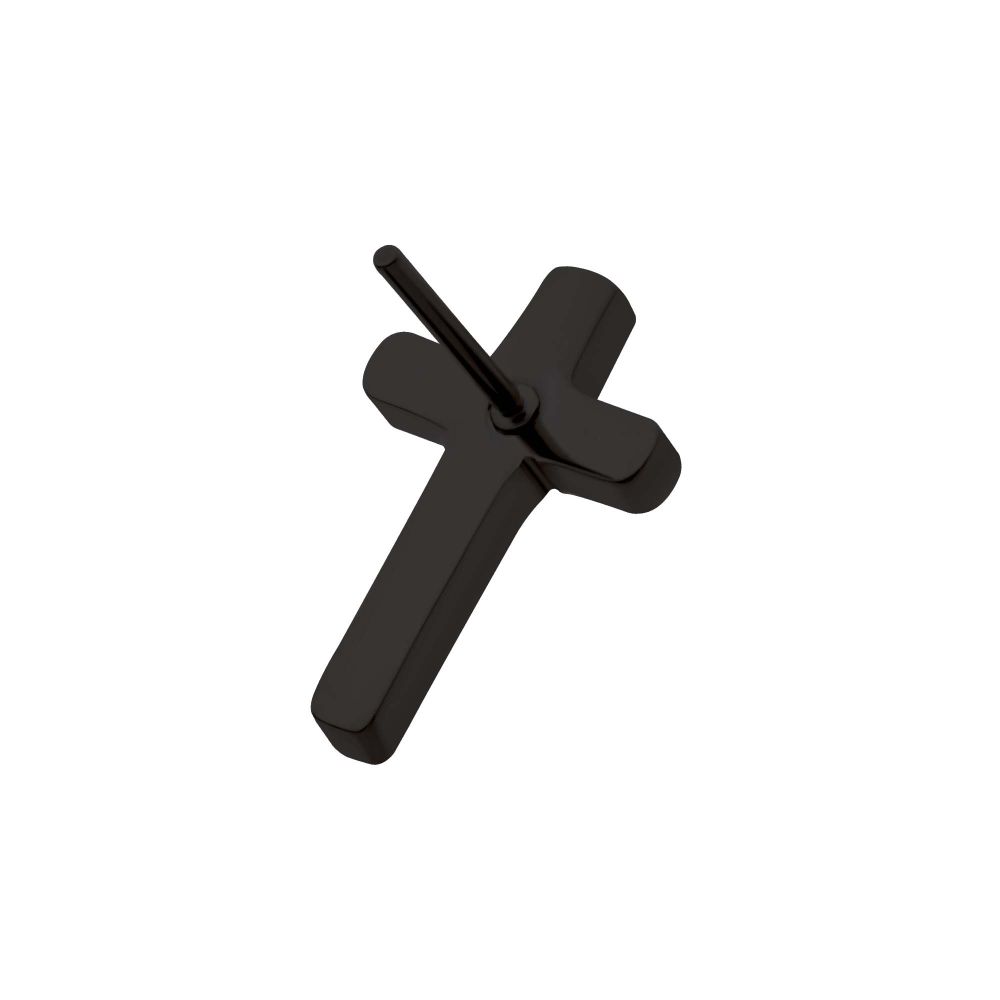 Black PVD Titanium Threadless Cross Top