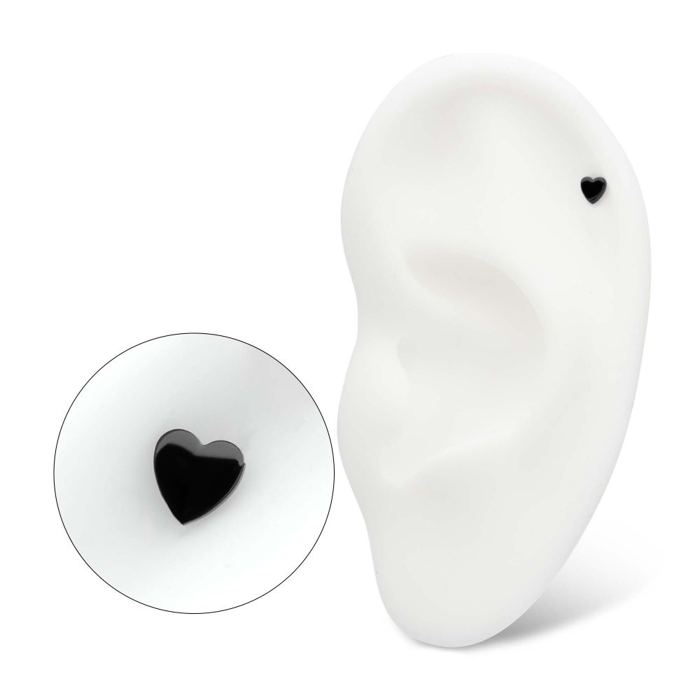 Black PVD Titanium Threadless Heart Top