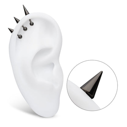 Black PVD Titanium Threadless Spike Top