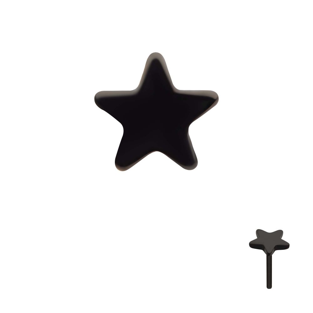 Black PVD Titanium Threadless Star Top