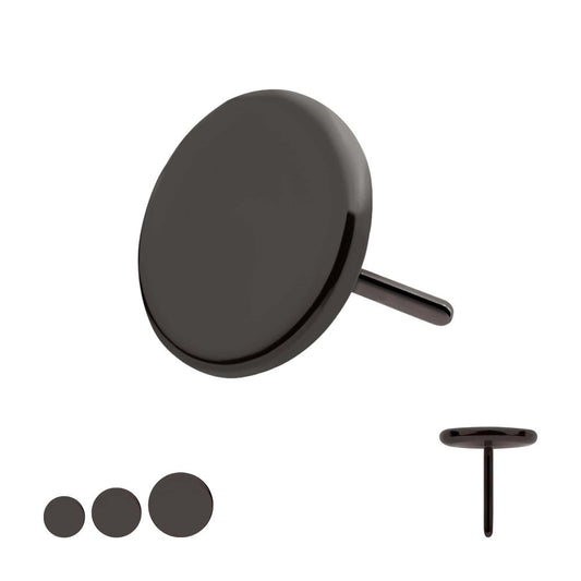 Black PVD Titanium Threadless Flat Disc Top