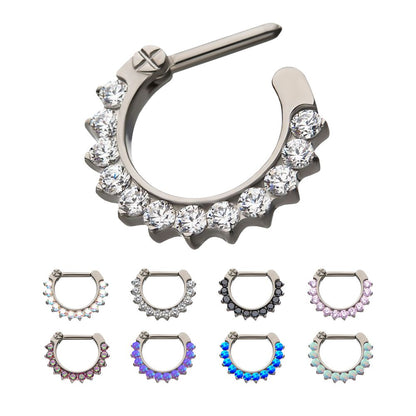 Titanium 12-Cluster CZ/Opal Septum Clickers