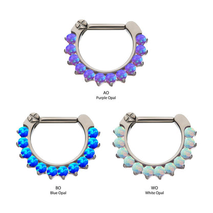 Titanium 12-Cluster CZ/Opal Septum Clickers