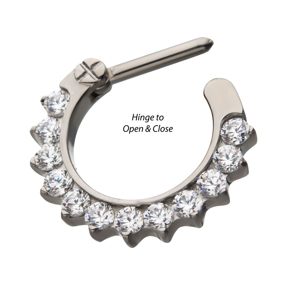 Titanium 12-Cluster CZ/Opal Septum Clickers