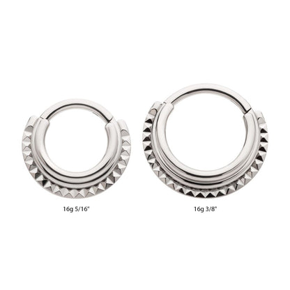 Titanium Terraced Triple Stack with Pyramid Stud Front Facing Hinged Segment Clicker