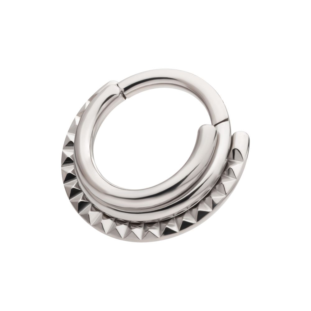 Titanium Terraced Triple Stack with Pyramid Stud Front Facing Hinged Segment Clicker