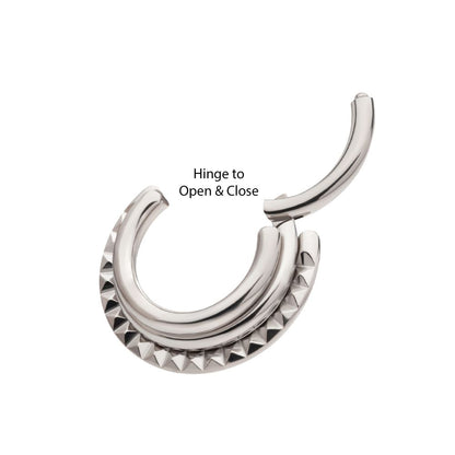 Titanium Terraced Triple Stack with Pyramid Stud Front Facing Hinged Segment Clicker