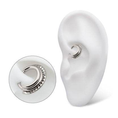 Titanium Terraced Triple Stack with Pyramid Stud Front Facing Hinged Segment Clicker