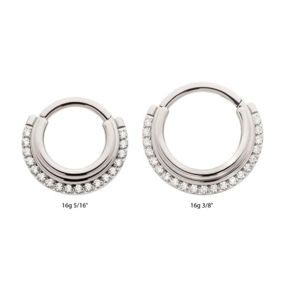 Titanium Triple Stacked Front Facing Hinged Segment Clicker with CNC Set 1mm Full Clear CZ