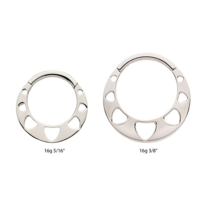 Titanium Cut Out Pyramid Shape Front Facing Hinged Segment Clicker