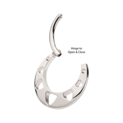 Titanium Cut Out Pyramid Shape Front Facing Hinged Segment Clicker