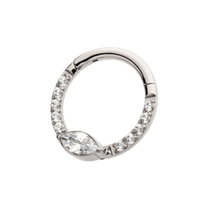 Titanium Eye CZ Front Facing Hinged Segment Clicker with CNC Set Round CZ