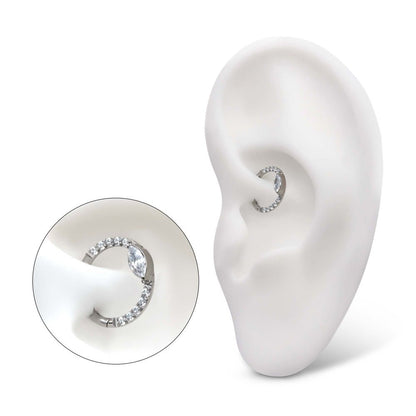 Titanium Eye CZ Front Facing Hinged Segment Clicker with CNC Set Round CZ