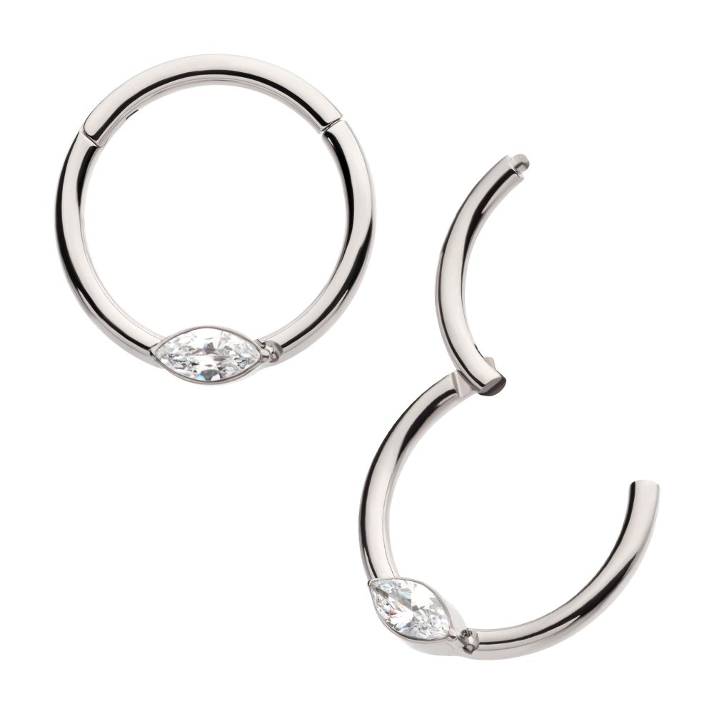Titanium Eye CZ Front Facing Hinged Segment Clicker