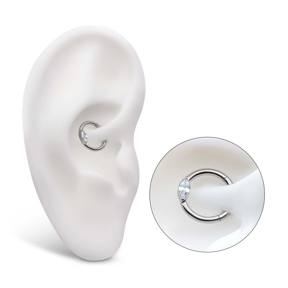 Titanium Eye CZ Front Facing Hinged Segment Clicker