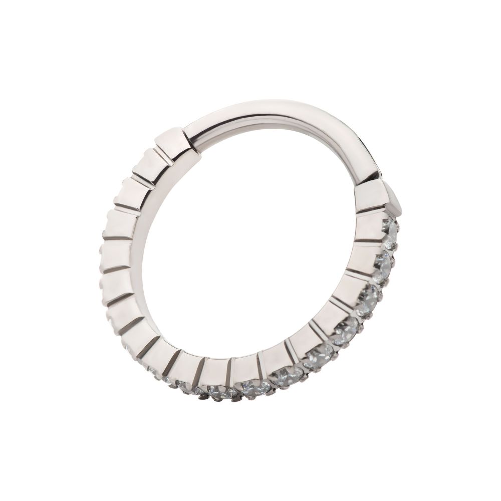 Titanium with Prong Set Full Clear CZ Side Facing Hinged Segment Clicker