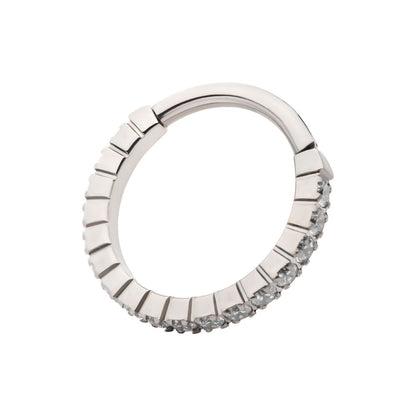 Titanium with Prong Set Full Clear CZ Side Facing Hinged Segment Clicker