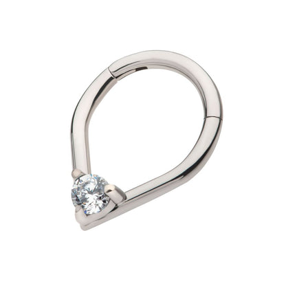 Titanium with Prong Set Round CZ/Opal Front Facing Hinged Segment Clicker