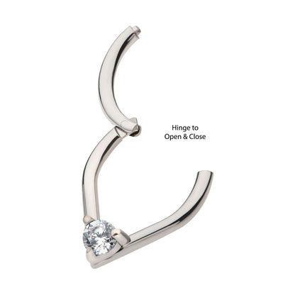 Titanium with Prong Set Round CZ/Opal Front Facing Hinged Segment Clicker