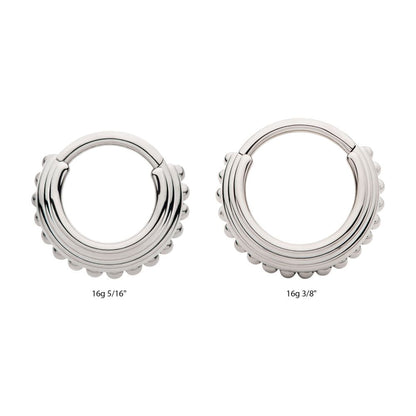 Titanium Quadruple Stacked Side Facing Hinged Segment Clicker with Clustered Beads