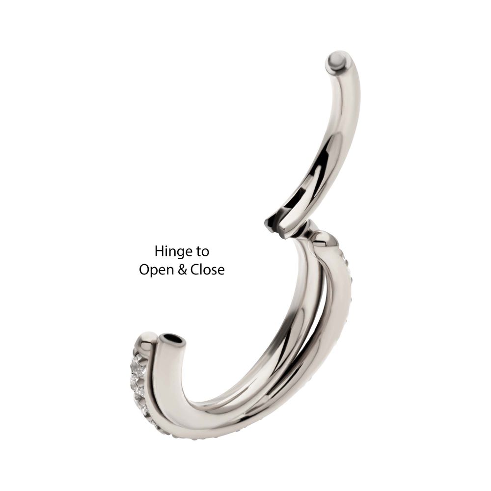 Titanium Double Hoop Side Facing Hinged Segment Clicker with CNC Set Round CZ