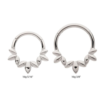 Titanium Clustered 3-Petal Flower Front Facing Hinged Segment Clicker