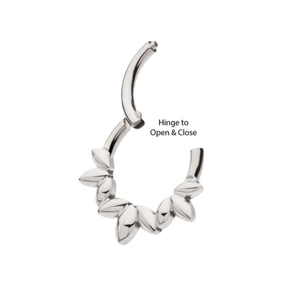 Titanium Clustered 3-Petal Flower Front Facing Hinged Segment Clicker