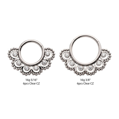 Titanium Beads & 6-Bezel Set Gem Front Facing Hinged Segment Clicker