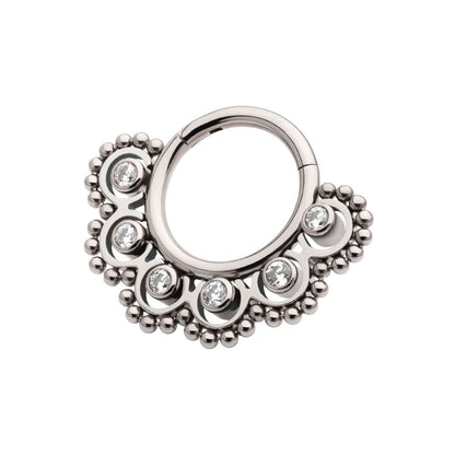 Titanium Beads & 6-Bezel Set Gem Front Facing Hinged Segment Clicker