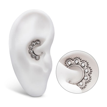 Titanium Beads & 6-Bezel Set Gem Front Facing Hinged Segment Clicker