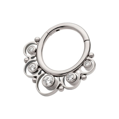Titanium Beads & 5-Bezel Set Gem Front Facing Hinged Segment Clicker