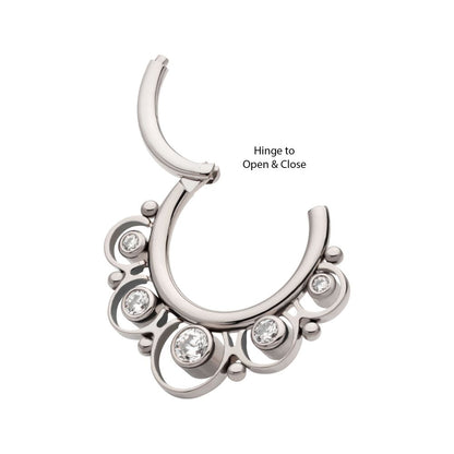 Titanium Beads & 5-Bezel Set Gem Front Facing Hinged Segment Clicker