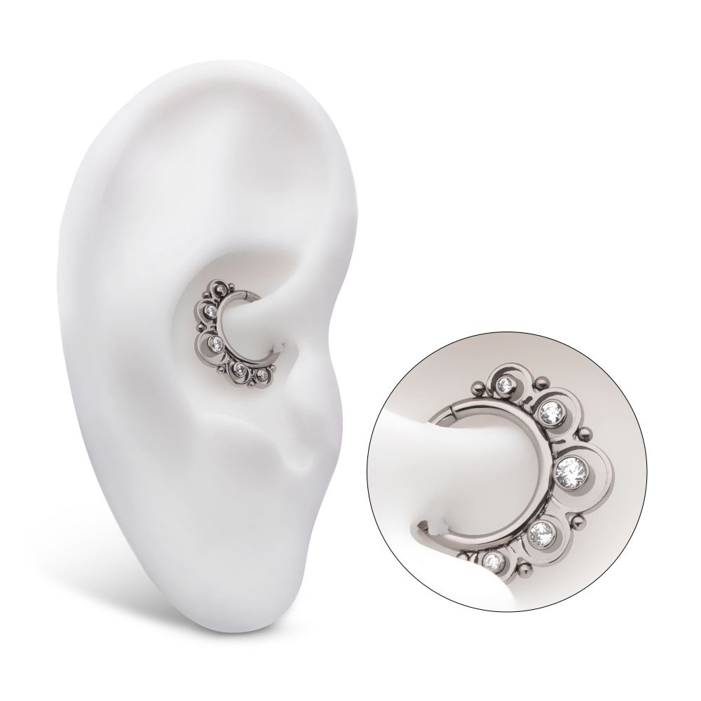 Titanium Beads & 5-Bezel Gem Clicker for Piercings | Z Edge Piercing