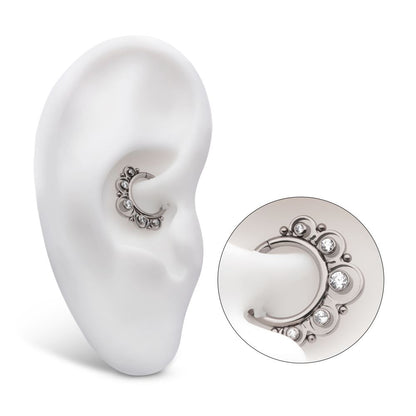 Titanium Beads & 5-Bezel Set Gem Front Facing Hinged Segment Clicker