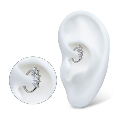 Titanium 5-Cluster Marquise CZ/Stone Front Facing Hinged Segment Clicker