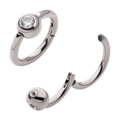 Titanium Bezel Set Round Gem Side Facing Hinged Segment Clicker