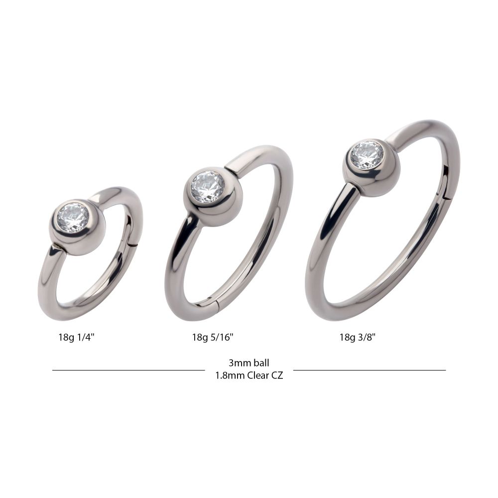 Titanium Bezel Set Round Gem Side Facing Hinged Segment Clicker